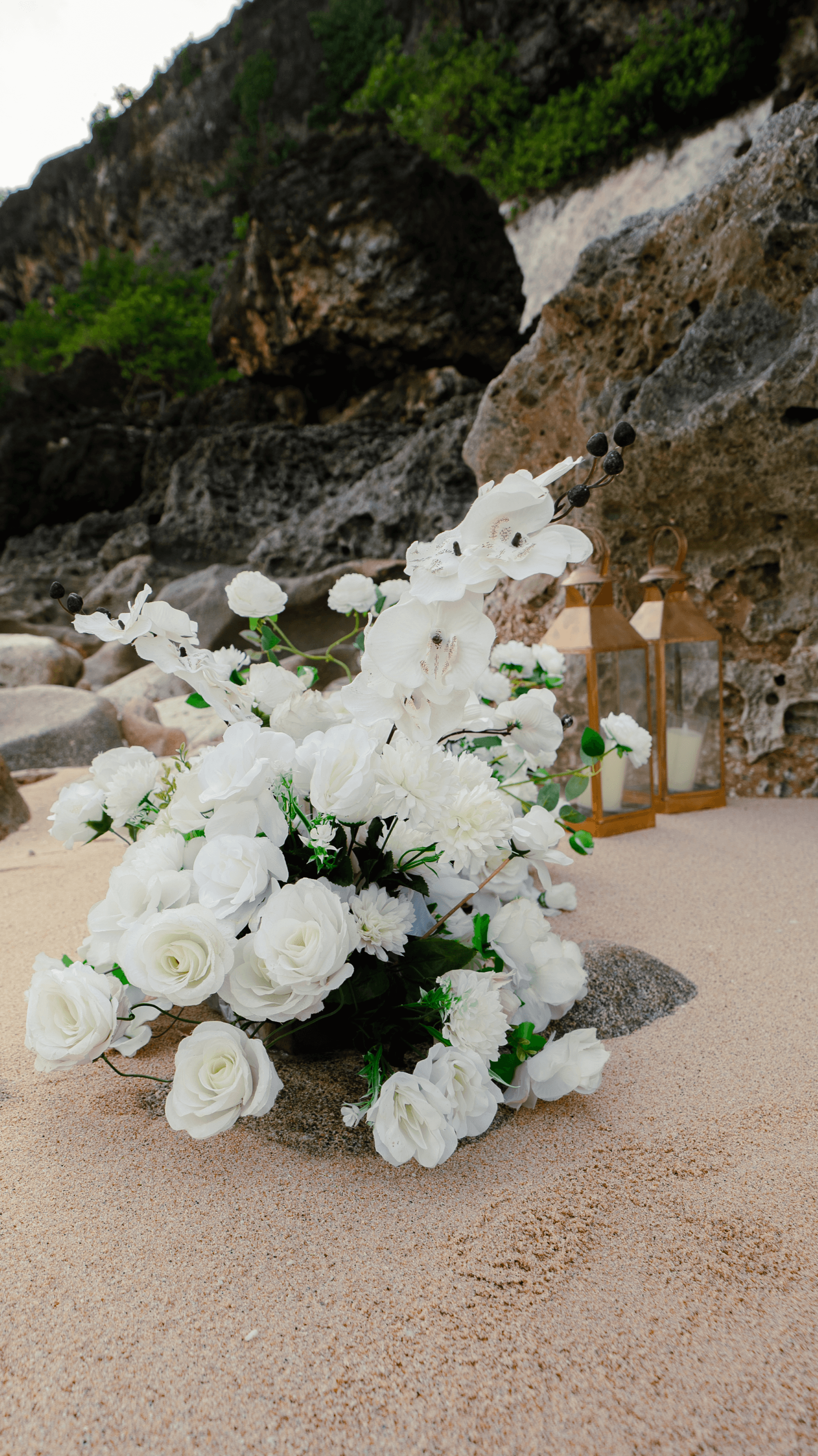 Romantic couple portrait on the beach
